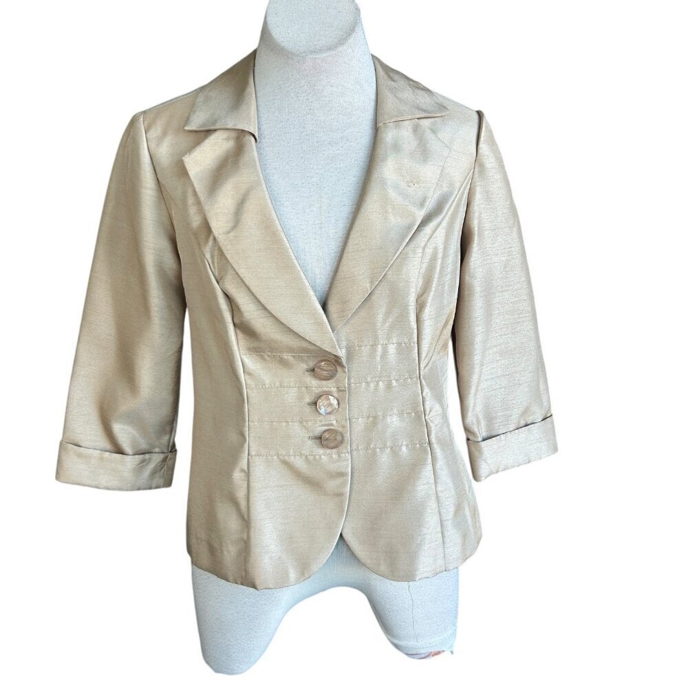 Dana Kay Metallic Gold Evening Formal Jacket Blazer Size 8